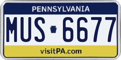 PA license plate MUS6677