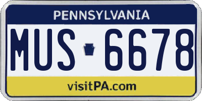 PA license plate MUS6678