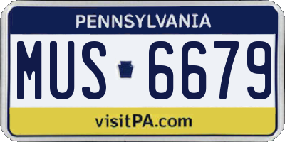 PA license plate MUS6679