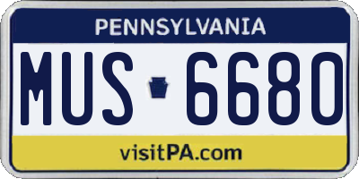 PA license plate MUS6680