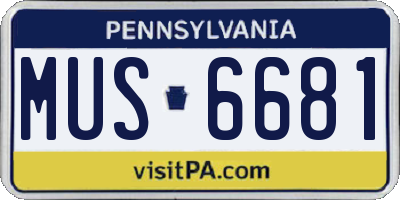 PA license plate MUS6681