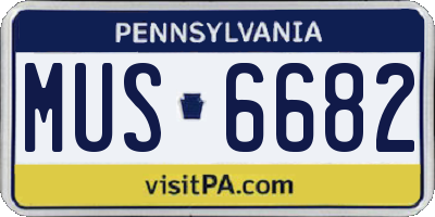 PA license plate MUS6682