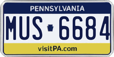 PA license plate MUS6684