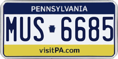 PA license plate MUS6685