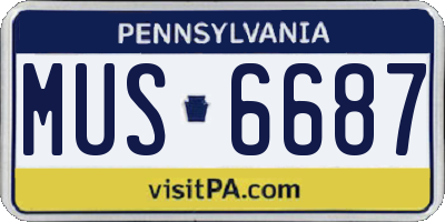 PA license plate MUS6687