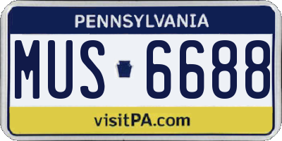 PA license plate MUS6688