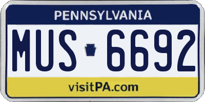 PA license plate MUS6692