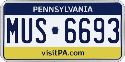 PA license plate MUS6693