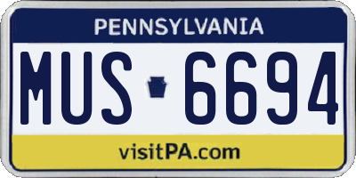PA license plate MUS6694