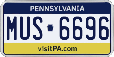 PA license plate MUS6696