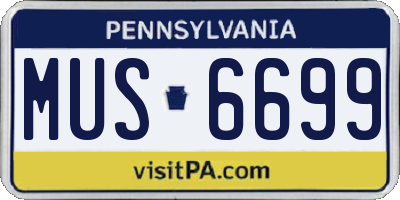 PA license plate MUS6699