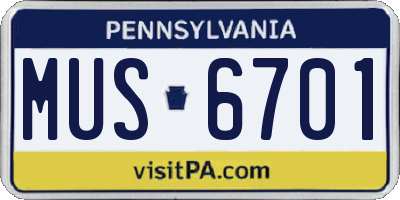 PA license plate MUS6701