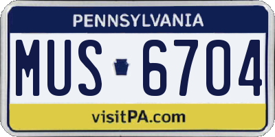 PA license plate MUS6704