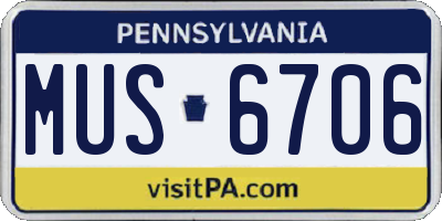 PA license plate MUS6706