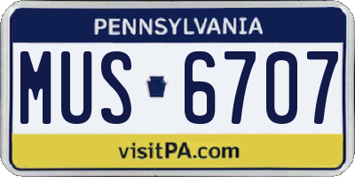 PA license plate MUS6707