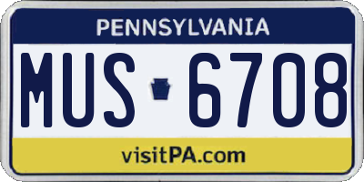PA license plate MUS6708