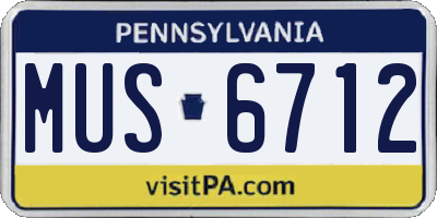 PA license plate MUS6712
