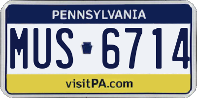 PA license plate MUS6714