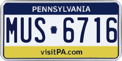 PA license plate MUS6716