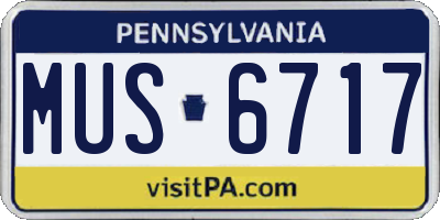 PA license plate MUS6717