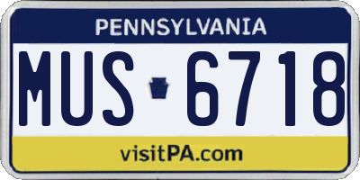 PA license plate MUS6718