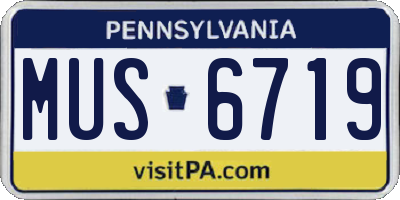 PA license plate MUS6719