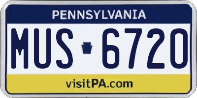 PA license plate MUS6720