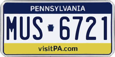 PA license plate MUS6721