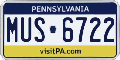 PA license plate MUS6722