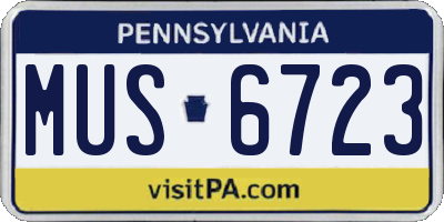 PA license plate MUS6723