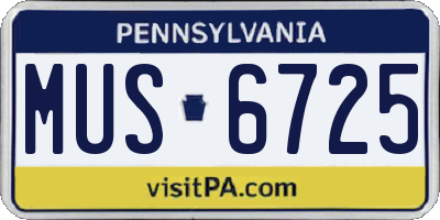 PA license plate MUS6725