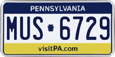 PA license plate MUS6729