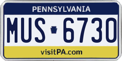 PA license plate MUS6730