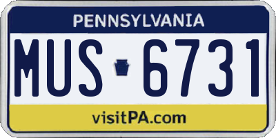 PA license plate MUS6731