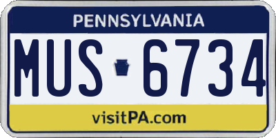 PA license plate MUS6734