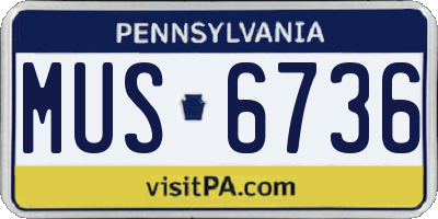 PA license plate MUS6736