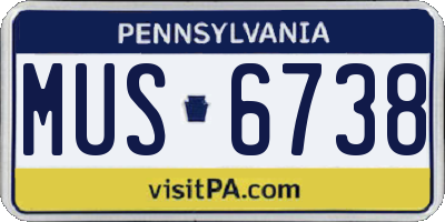 PA license plate MUS6738