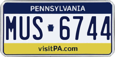 PA license plate MUS6744