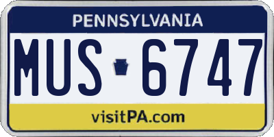 PA license plate MUS6747