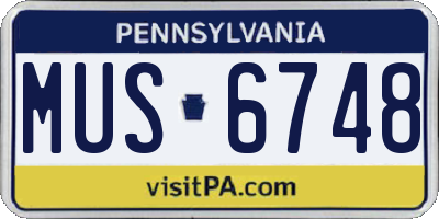 PA license plate MUS6748