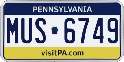 PA license plate MUS6749