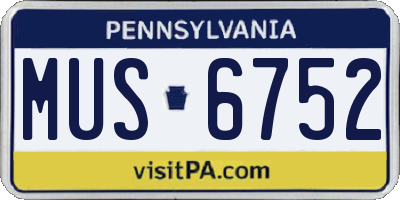 PA license plate MUS6752