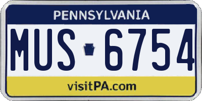 PA license plate MUS6754