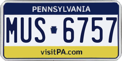 PA license plate MUS6757