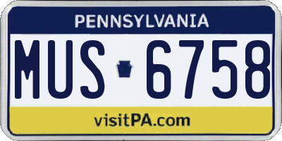 PA license plate MUS6758