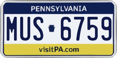 PA license plate MUS6759
