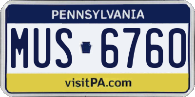 PA license plate MUS6760
