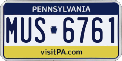 PA license plate MUS6761