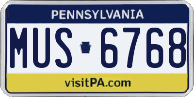 PA license plate MUS6768