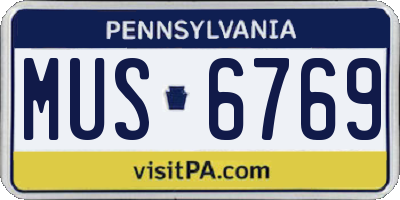 PA license plate MUS6769